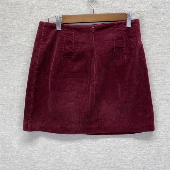 Altar'd State Corduroy A Line Button Front Skirt Burgundy Size Medium Stretch - Picture 4 of 9